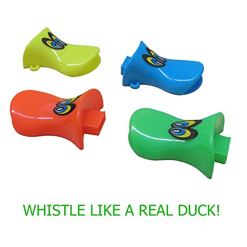 Toy Cubby Duck Bill Whistles Set of 18 - Assorted Duck Shaped Whistles Party Favor Play Set of 18 for Birthdays, Camping, Barbecues, Graduations, Beach and Playground