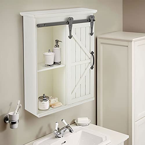 Wood Wall Storage with Sliding Barn Door,3Tier