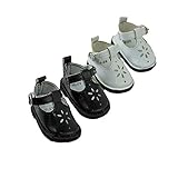 American Fashion World 2 Pack of Mary Janes with Buckles: White and Black| Fits 14
