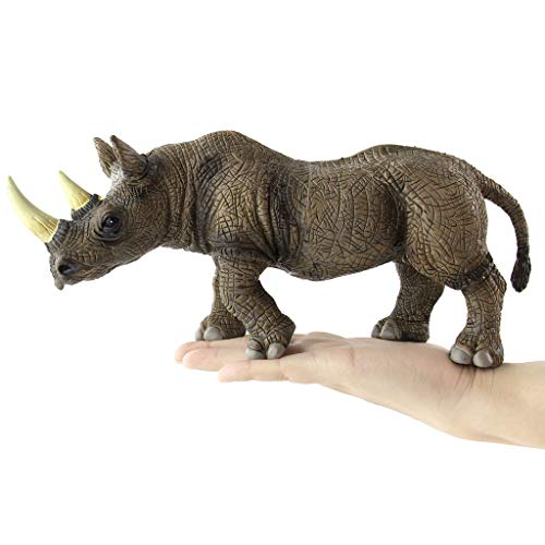 image for Binory Realistic Simulation Rhinoceros Family Figurine Playset Wild Li