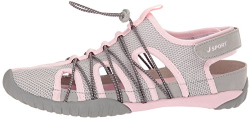 JSport by Jambu Women's Newbury-Water Ready Fisherman Sandal, Light Grey/Petal, 9.5 Medium US