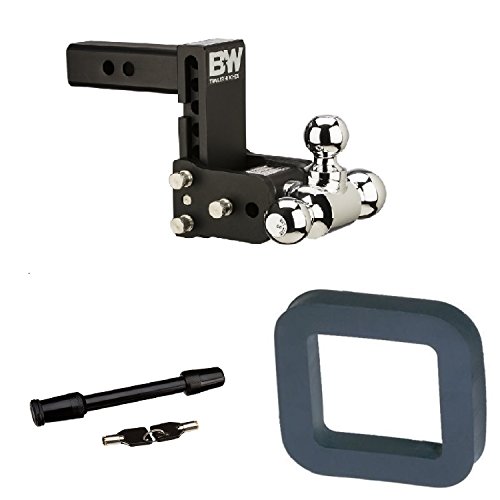 B&W Hitches B&W TS10048B Tow & Stow Magnum Receiver Hitch Ball Mount w/Silencer Pad & Premium 5/8" Diameter Receiver Lock
