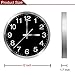 SIN&MI Wall Clock Metal Frame Glass Cover Non-Ticking Number Quartz Wall Clock 12inch Modern Quartz Design Decorative Indoor/Kitchen Black