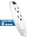 K KASONIC - 100-Feet 3 Outlet Extension Cord, UL Listed, 16/3 SJTW 3-Wire Grounded, 10 Amp 125 V 1625 Watts, Multi-Outlet Indoor/Outdoor Use, White