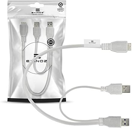 EXINOZ® Ultra Fast USB 3.0 Y Cable Compatible with Seagate Expansion 1TB & 2TB, Samsung M3, Toshiba, WD Elements External Hard Drive (1 Pack, White)