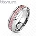 Jinique TIR-0016 Solid Titanium Pink Carbon Fiber Inlay Band Ring; Comes With Free Gift Box (9)