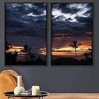 2 Piece Framed Canvas Wall Art Palm Tree Canvas Prints Home Artwork Decoration for Living Room,Bedroom - 16