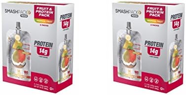 SmashPack Fruit &amp; Protein Pack Two Pack! 14g of Protein Per Pouch! No Refrigeration Needed! Tropical Fruit Flavored! Great For Weight Loss And After Workout! 4, 5 Ounce Pouches Per Box!