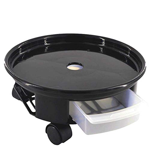 neteasegensen 17.7″ Black Plant Caddy Plant Stand Round Planter Trolly Heavy Duty Plant Tray Flower Pot Mover with Caster Wheels and a Water Container（1Pcs）
