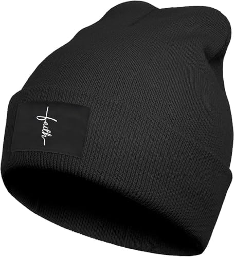 Christian Cross Black Men Slouch Hollow Beanie Thin Summer Cap