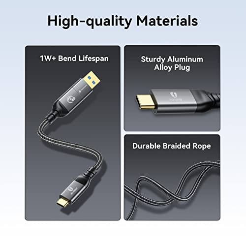 Yottamaster 40Gbps USB C Cable for Thunderbolt 4, 100W Charing Cable with 8K@60Hz Video Output, 2-in-1 Braided USB C/A to C Cable for MacBook iPad Pro/Air, Hub, Docking, External SSD eGpu [1.65ft]