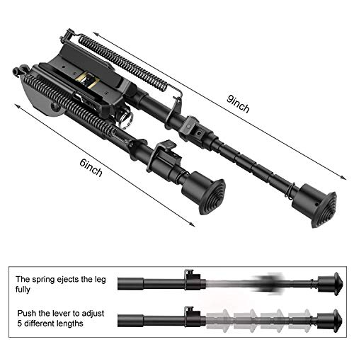 XAegis 2 in 1 Bipod 6 Inch to 9 Inch Adjustable Rifle Bipod with MLOK Rail Mount Adapter Included (Black Bipod with Mlok Adapter) - Thumbnail 3