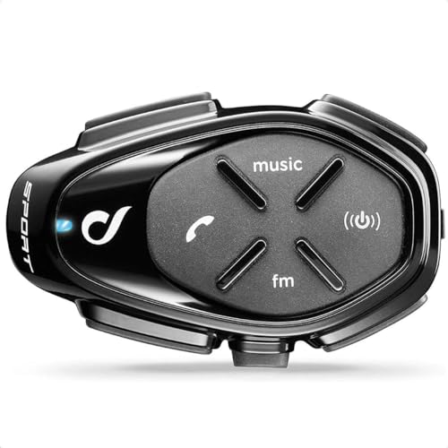 Sport - Un Paquet - Système de Communication Moto Bluetooth, Jusqu'à 4 Riders, Portée 1.2 Km, Contrôle du Bruit, Jusqu'à 20 Heures, Radio FM, MP3, GPS, IP67, Universal