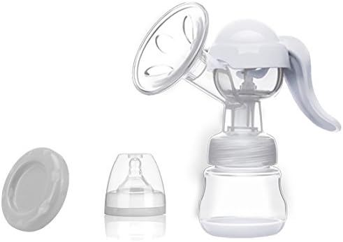 Minhouse Breastfeeding pump - Manual Breast Pump with Lid - 100% Food Grade BPA Free FDA Medical Silicone Breast Milk Collector - Milk Saver Fits All Breast Sizes Easy to Use (White)