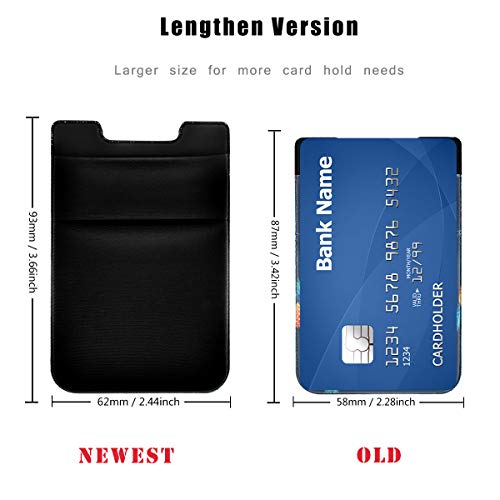 Newseego [2pc] Phone Card Wallet Sticker Stick On Wallet Card Sleeves Stretchy Double Pocket Pouch Slim Self Adhesive Credit Card Holder for All Smartphones(Black) - Thumbnail 2