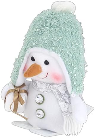 GCA 7.5" x 4" Plush Skiing Snowman (Holding Gift)