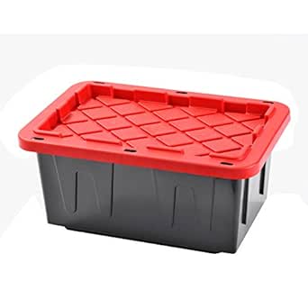 Caja de almacenamiento de plástico resistente, 15 galones, color negro