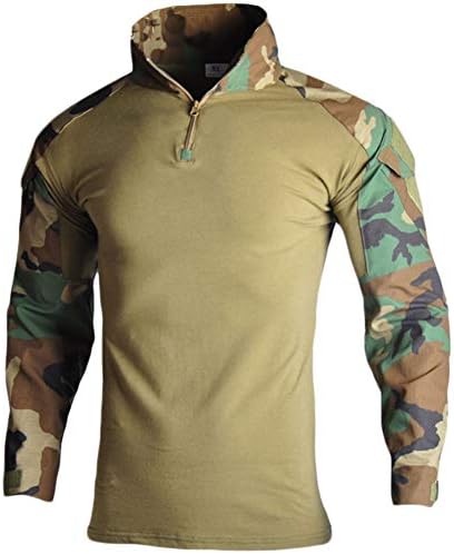 YOUNGFASHION Cmbat Military Tactical Shirts Men's Airsoft BDU Shirt Long Short Sleeve Slim Fit Shirt with Zipper