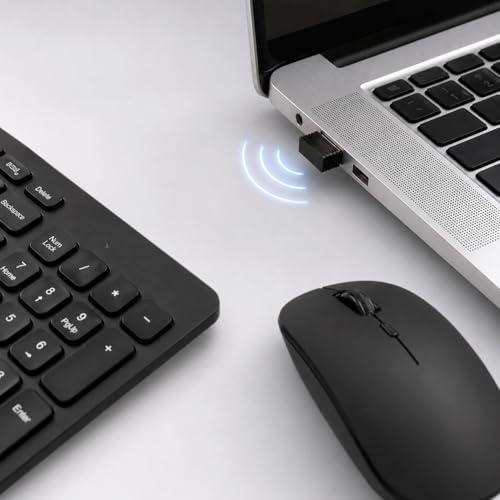Kit Teclado e Mouse Sem Fio 2.4GHz Slim Ultra Fino, Conexão USB, Alcance Longo, Silencioso, Compatível com Windows, Notebook e PC