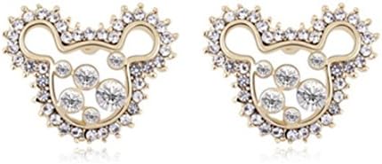 Crystal Mouse Head Earrings Crystal Gold Tone Clear