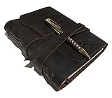 Luxurious Buffalo Leather Journal for Men & Women. Beautiful, Soft Brown Full Grain Notebook w/Leather Tie. Sketchbook for Writing, Travel, Business, Reflections. Handmade Vintage Refillable Diary