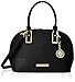 Anne Klein Shimmer Down Dome Satchel Bag, Black, One Size
