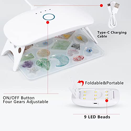 UV Resin Kit with Light, 200g Crystal Clear Hard Glossy UV Resin Ultraviolet Glue Starters Kit