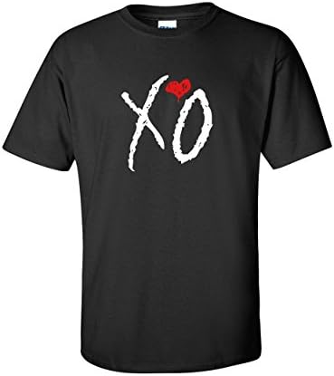 Infinity Men's XO with heart Graphic Great Gifts Novelty Short Sleeve T-Shirt - Medium - Black