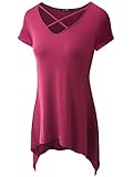 Zero City Women's Short Sleeve Casual T-Shirt Basic Cotton Simple Tunic Top Fuchsia L