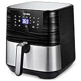 Innsky Air Fryer XL, 5.8QT 1700W Electric Stainless Steel Air Fryers Oven Oilless Cooker, 7 Cooking Presets, Preheat & LED Digital Touchscreen, Nonstick Square Basket, ETL Listed (32 Recipe book)