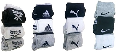 stealo Unisex Cotton Socks(Pack of 12)(White, Black and Grey_Large)