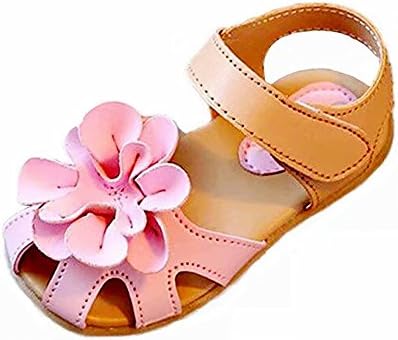 WONZOM FASHION Girl's Solid Flower Closed-Toe Flat Shoes Outdoor Sport Sandals(Toddler/Little Kid)