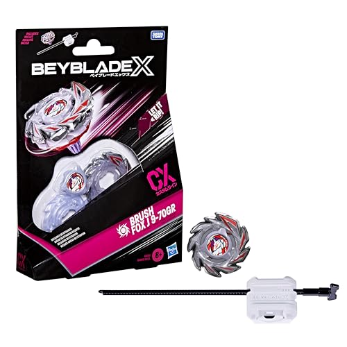 BEY BLADE X Brush Fox J 9-70GR CX Starter Pack Set, Takara Tomy Attack Type Top and Launcher, Battling Tops Game Toys, Ages 8+