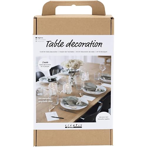 Creativ Company Sets Table Decoration Make Yourself in Natural Colours - for Crafting Beautiful Table or Shelf Decorations with Crepe Paper and Macramé