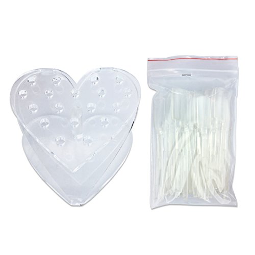 Beauticom 18 Piece Clear Plastic Nail Tip Display Sticks With Heart Shaped Stand Set