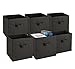 Handy Laundry Foldable Cube Storage Bins - 6 Pack - Decorative Fabric Storage Cubes are Collapsible & Great Organizer for Shelf, Closet or Underbed. Convenient for Clothes or Kids Toy Storage (Black)