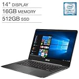 ASUS ZenBook UX430UN UltraBook Laptop: 14" Matte NanoEdge FHD (1920x1080), 8th Gen Intel Core i7-8550U, 512GB SSD, 16GB RAM, NVIDIA MX150 Graphics, Backlit Keyboard, FingerPrint Reader, Windows 10