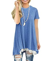 LERUCCI blusas de manga corta con encaje para mujer