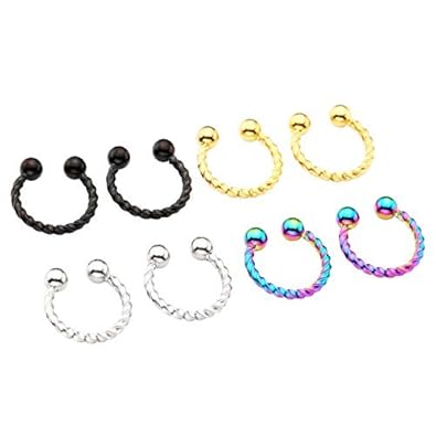 JSDDE Piercing Schmuck,Fake Nasenpiercing Nasenring Ölgebäck Clip No Piercing Septum Ring Fake Hoop Ring,8mm/10mm