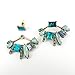 Chic Urban Mint Opal Fire Blue Crystal Statement Ear Jacket Gold Earrings New Trend Gift Idea