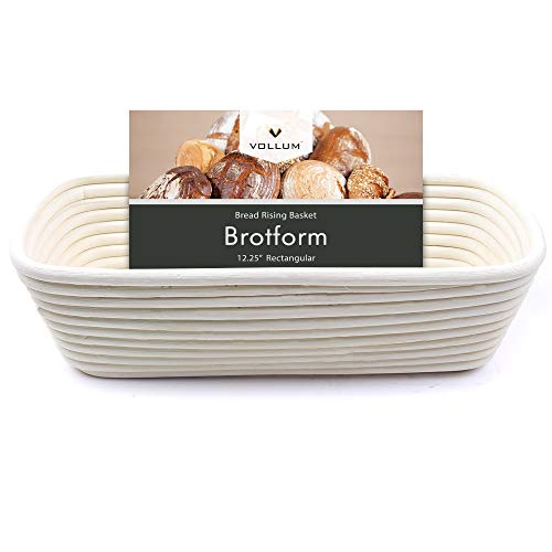 Vollum Bread Proofing Basket Banneton Baking Supplies for Beginners & Professional Bakers, Handwoven Rattan Cane Bread Maker for Artisan Breads, 12.25 x 6 x 3.5 Inch, 2-Pound Rectangular Brotform - Thumbnail 7