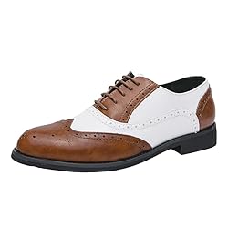 HuitJours Men Brown White Oxford Gatsby Lace up