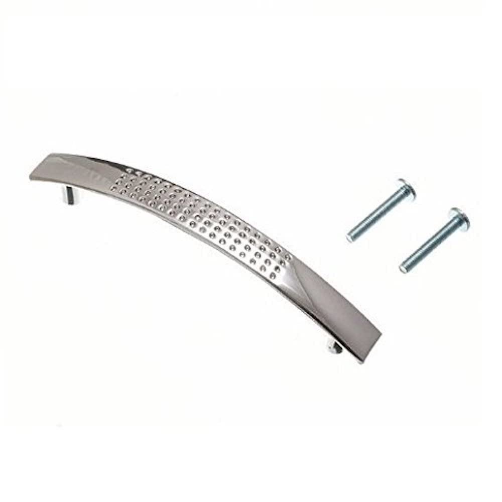 Merriway BH06139 (4 Pcs) Cupboard Cabinet Handle 'D' Dimpled, Matt Chromed Metal 128mm - Pack of 4 Pieces