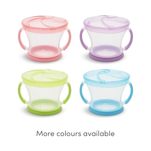 Munchkin 2 Pack Snack Catchers | Toddler Snack Box & Jar for Baby-LED Weaning | Food Containers | BPA Free Jar with Handles | Anti-Spill - Pink/Purple