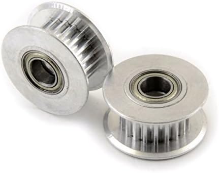 [3D CAM] 2 PCS x Aluminum Idler Pulley with Dual Ball Bearings, GT2 20T for 6mm Wide Timing Belt, 5mm Bore, for RepRap 3D Printer