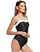One Piece Swimsuit For Women Vintage Black Push Up Bathing Suits With Padding M