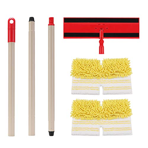 CLEANHOME Microfiber Flip Mop for Tile Floor with 2 Washable Mop Pads-Professional Hardwood Floor Dust Mop-360 Dry and Wet Cleaning Mopping,Yellow