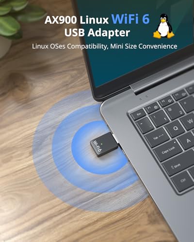 BrosTrend AX900 Mini USB WiFi 6 Linux, Adaptador WiFi USB Linux para PC y Raspberry Pi 2+, Wi-Fi Dongle para Ubuntu, Debian, Mint, Zorin, Windows 7/10/11 etc. Doble Banda 5GHz 600Mbps y 2.4GHz 286Mbps
