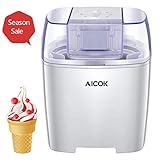 Aicok Ice Cream Maker, Frozen Yogurt and Sorbet Machine BPA Free with Timer Function, Easy Homemade Ice Cream with Instruction Book, 1.6 Quart, White