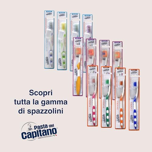 Pasta del Capitano, Family Toothbrush with Soft Bristles, Reaches Hard Corners, Removes Bacterial Plaque Without Damaging Nail Polish